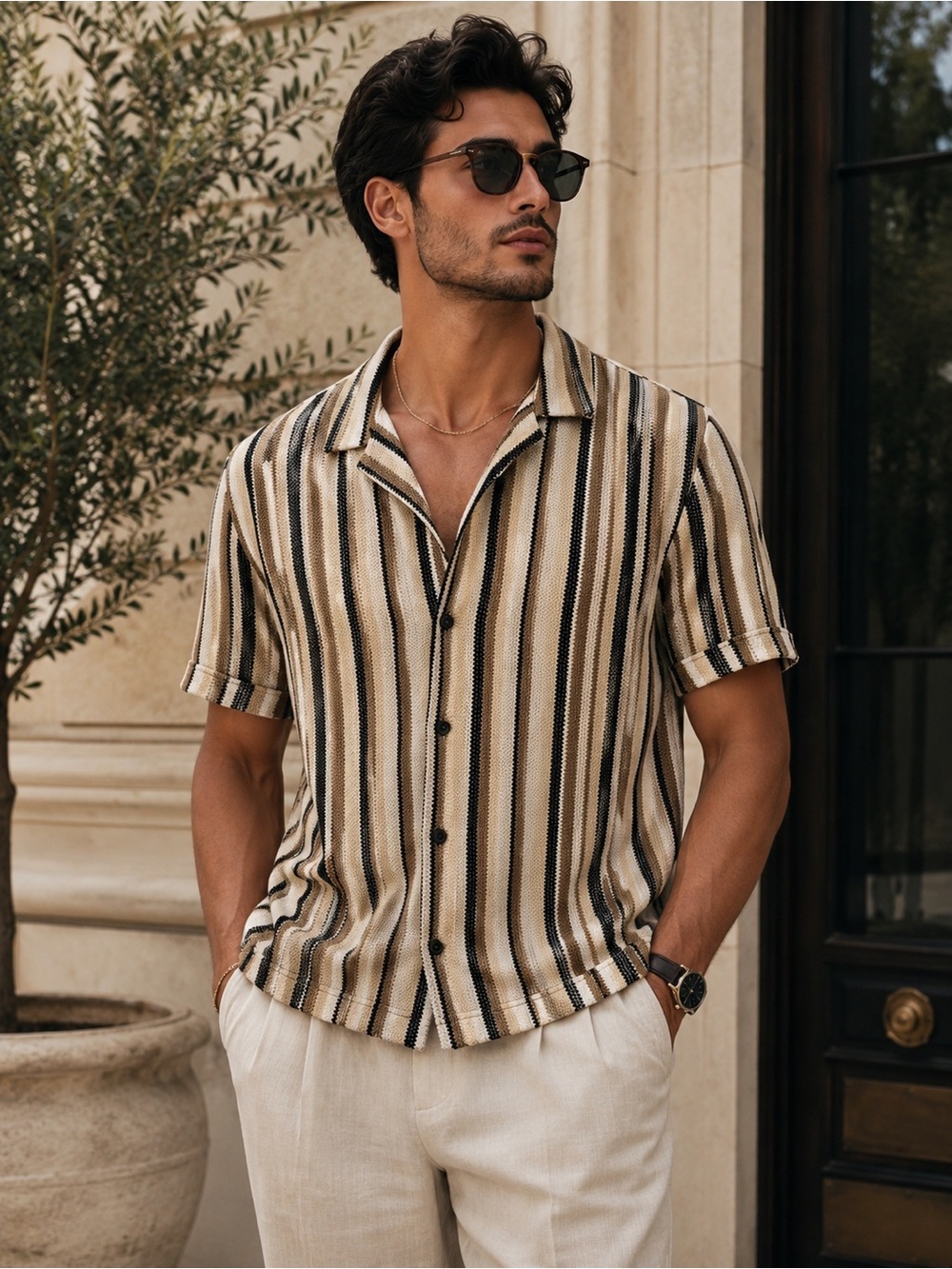 Men’s Striped Short Sleeve Shirt